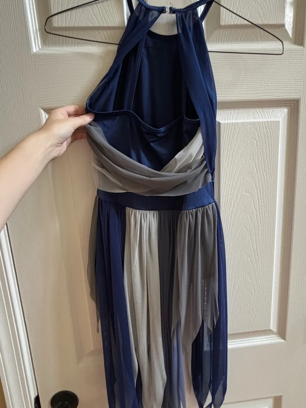 Weissman Navy and Gray Halter Dance Dress